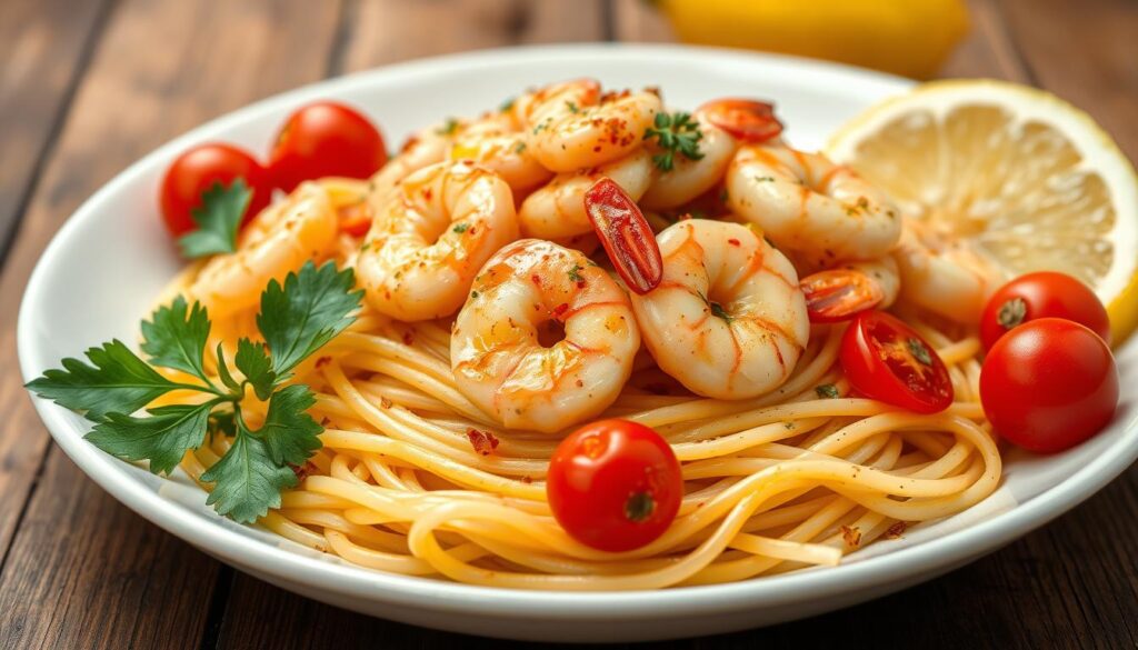 Garlic shrimp pasta