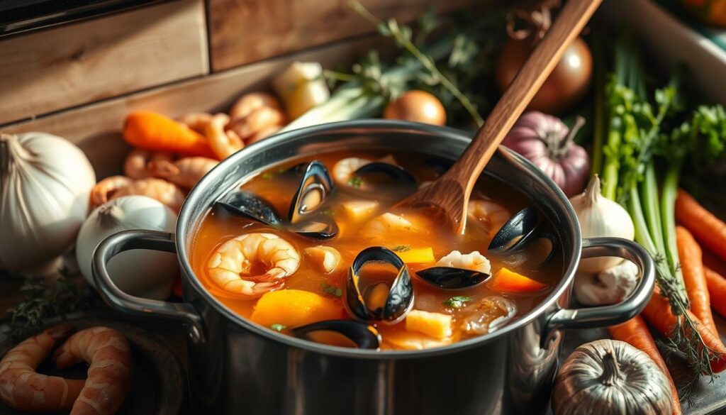 Homemade seafood stock