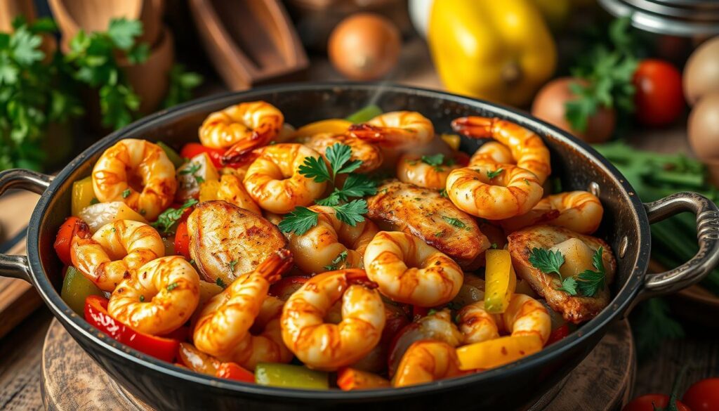 one-pan chicken and shrimp