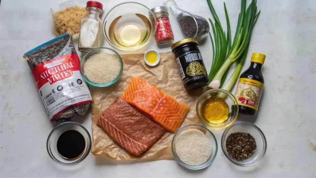 Ingredients for Salmon Sushi Bake