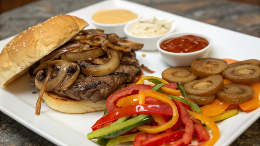 gourmet shaved steak burger options